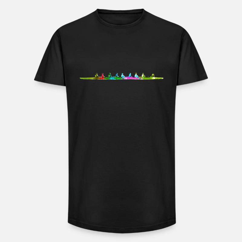 Buntes achter Ruderboot - Long Fit Männer T-Shirt - Schwarz