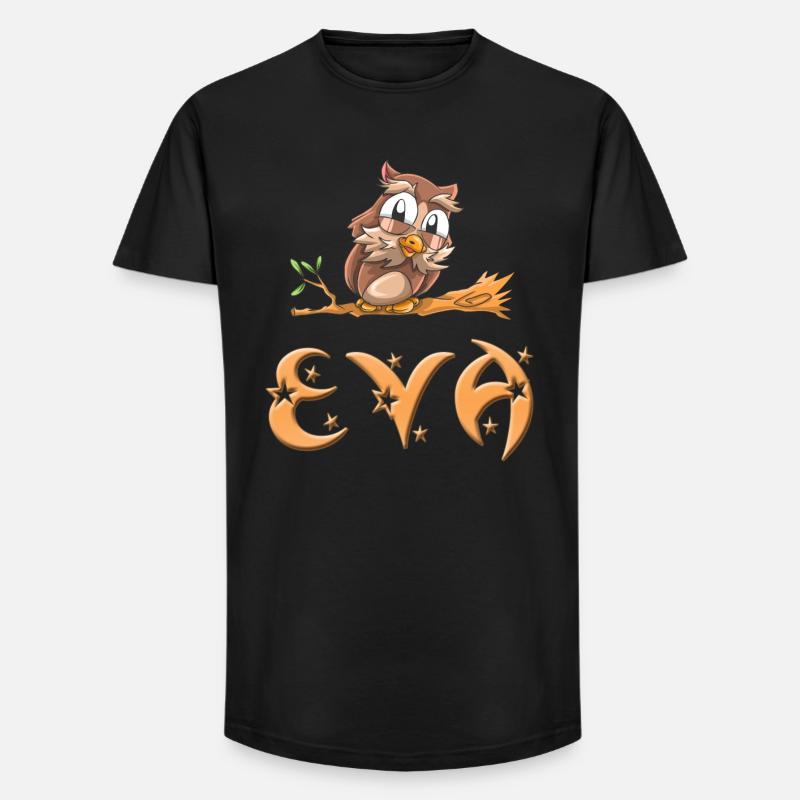 Eule Eva - Long Fit Männer T-Shirt - Schwarz