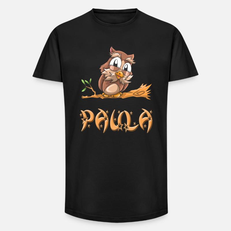 Eule Paula - Long Fit Männer T-Shirt - Schwarz