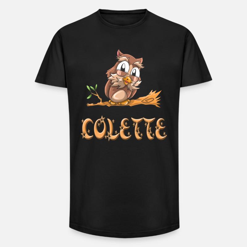 Eule Colette - Long Fit Männer T-Shirt - Schwarz