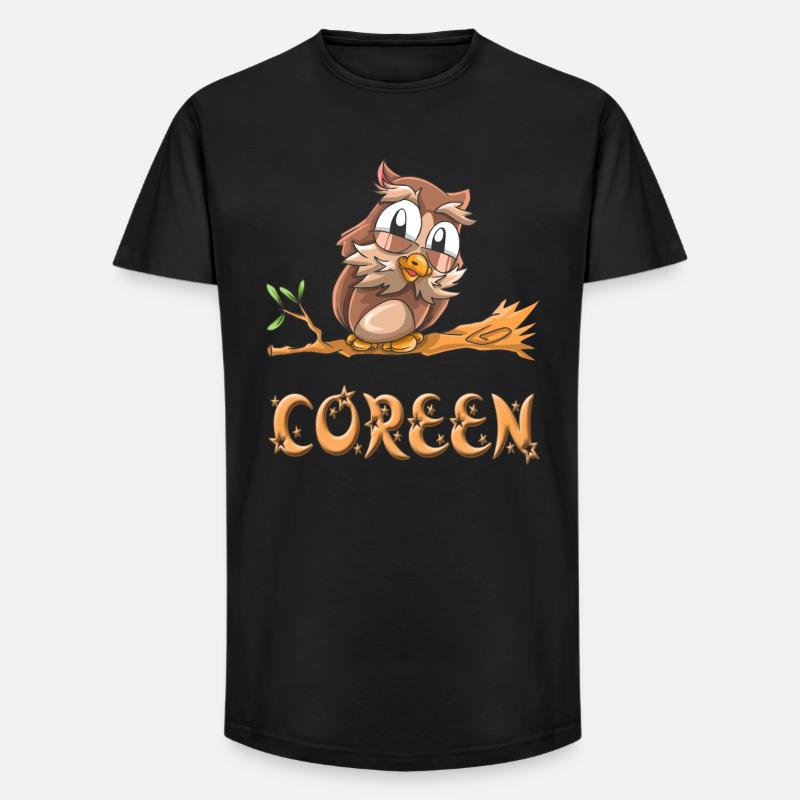 Eule Coreen - Long Fit Männer T-Shirt - Schwarz