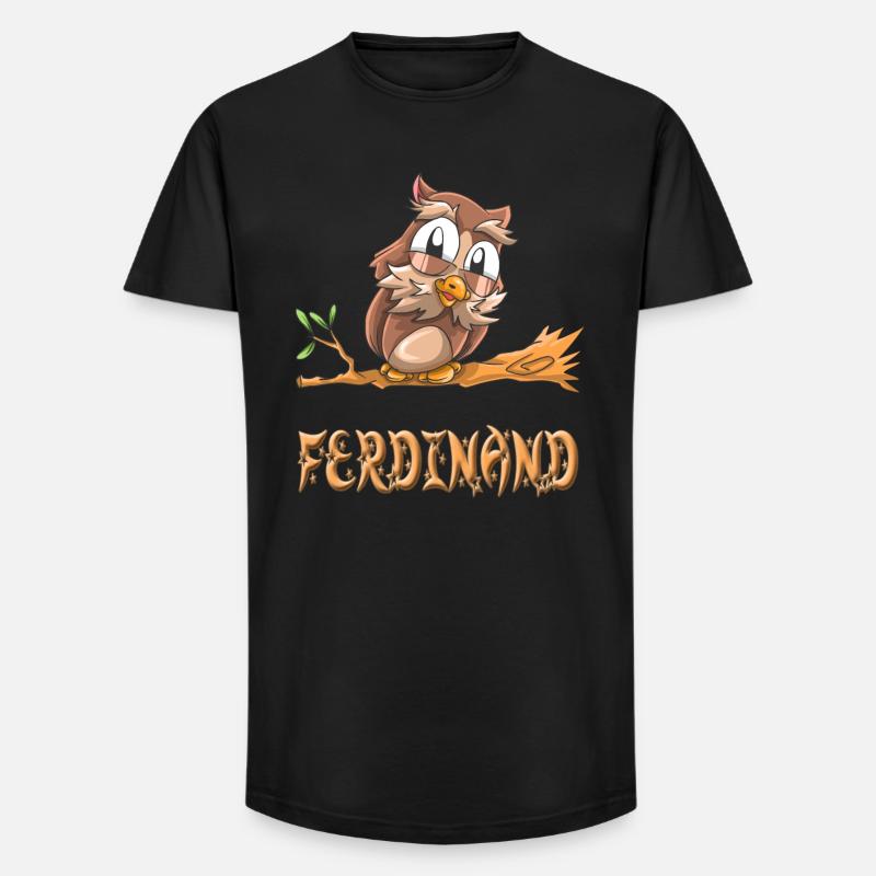 Eule Ferdinand - Long Fit Männer T-Shirt - Schwarz