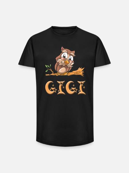 Owl Gigi - Long Fit Men's T-Shirt - black