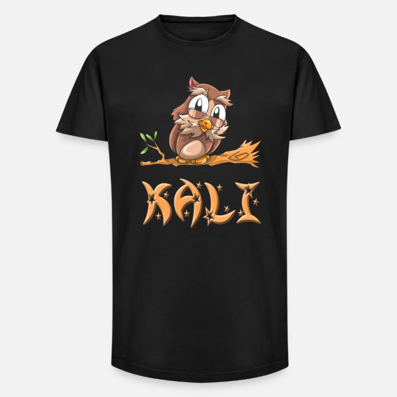 Eule Kali - Long Fit Männer T-Shirt - Schwarz