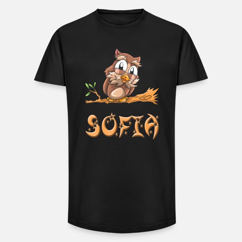 Eule Sofia - Long Fit Männer T-Shirt - Schwarz