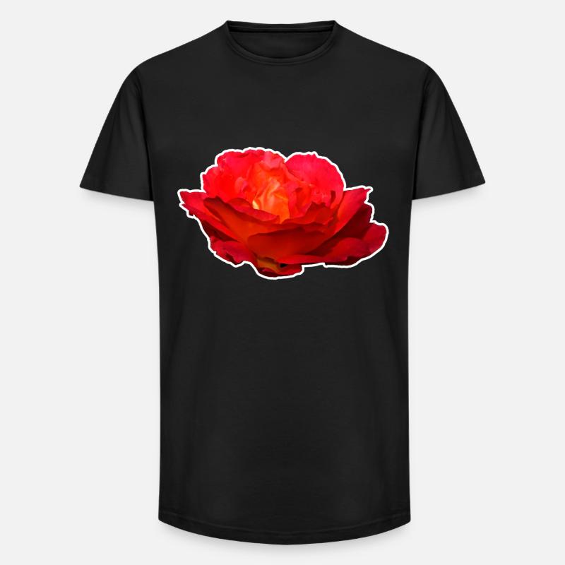 Rote Rose Blume Blüte Geschenk - Long Fit Männer T-Shirt - Schwarz