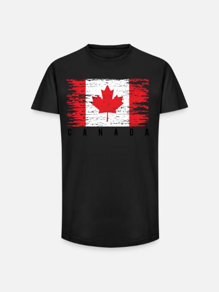 Grunge Canadian Flag - Long Fit Men's T-Shirt - black