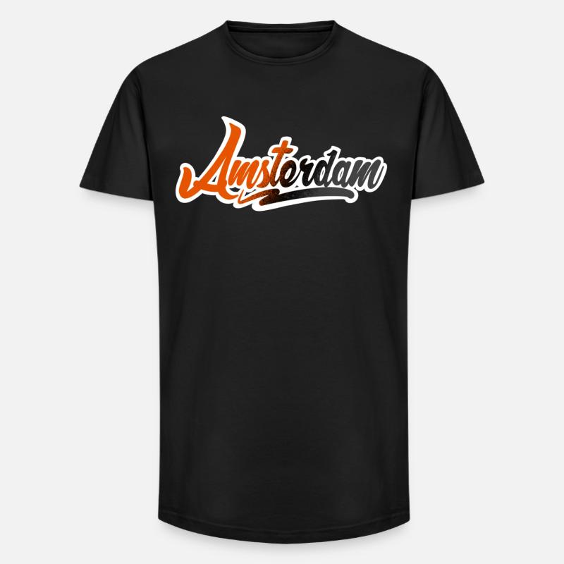 Amsterdam - Long Fit Männer T-Shirt - Schwarz