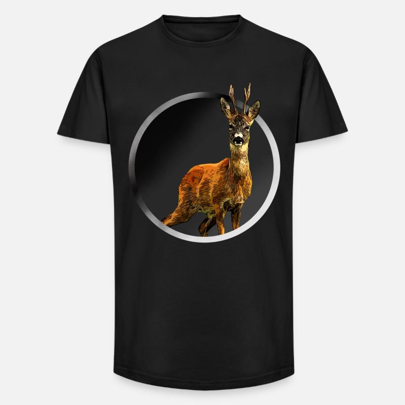 Reh - Long Fit Männer T-Shirt - Schwarz