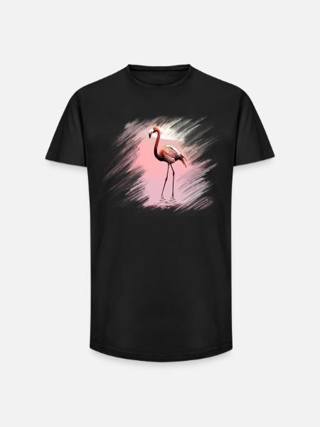 flamingo - Long Fit Men's T-Shirt - black