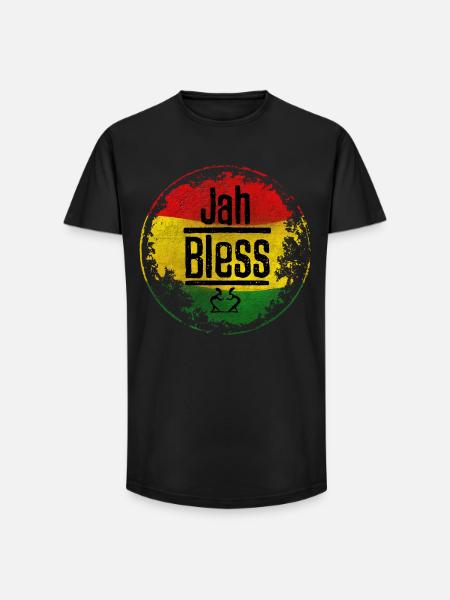 Jah Bless Symbol red-yellow-green - Long Fit Men's T-Shirt - black
