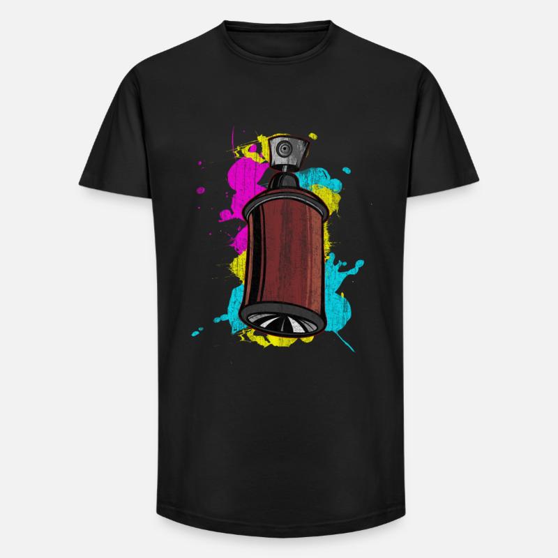Graffiti Spraydose mit Spritzfarben - Long Fit Männer T-Shirt - Schwarz