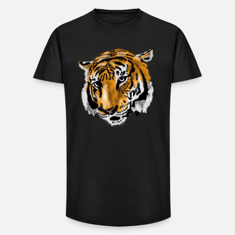 Tiger - Long Fit Männer T-Shirt - Schwarz