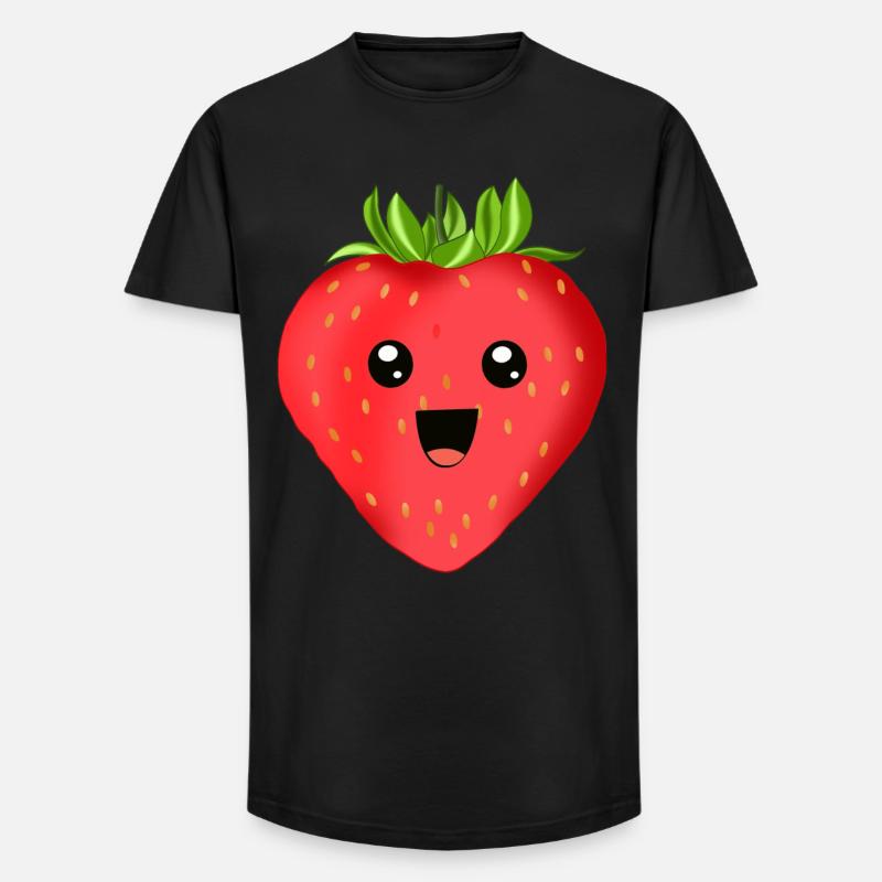 Fröhliche Erdbeere - Long Fit Männer T-Shirt - Schwarz