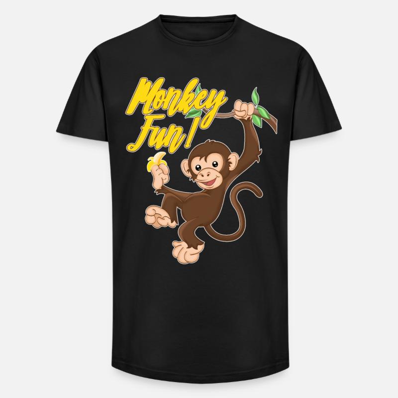 Monkey Fun - Long Fit Männer T-Shirt - Schwarz