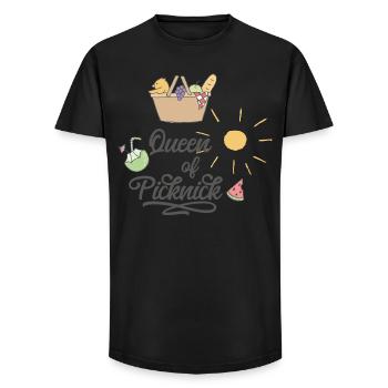 Pique-nique - T-shirt coupe longue homme - noir - Devant - AI Model Male 185 light (185cm)