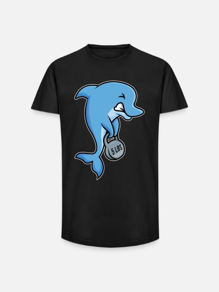 Gewichtheber-Delfin - Long Fit Männer T-Shirt - Schwarz