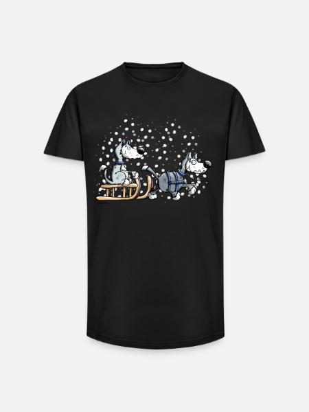 Huskies in the snow - Long Fit Men's T-Shirt - black