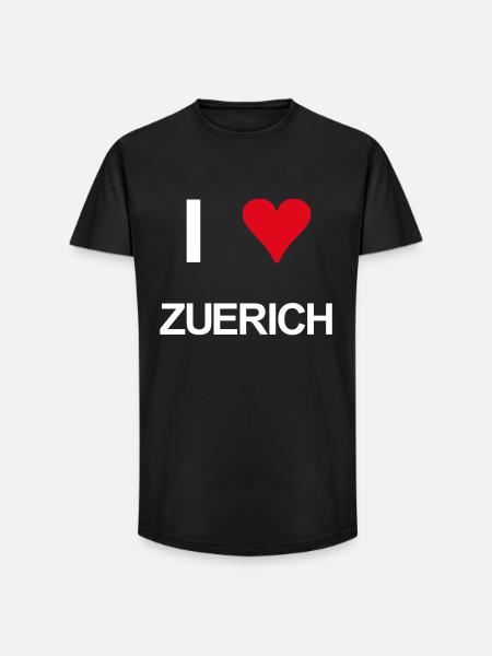 I love Zürich - Long Fit Männer T-Shirt - Schwarz