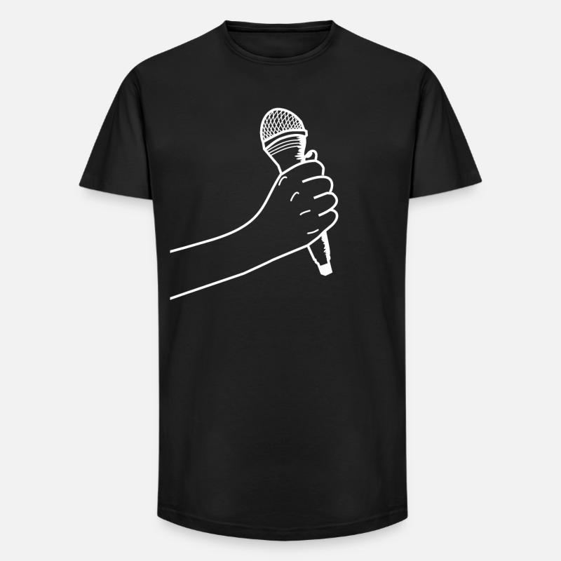 Hand mit Mikrofon - Long Fit Männer T-Shirt - Schwarz