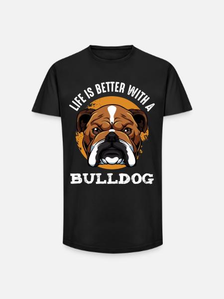 Bulldog Joie de vivre shirt motif - Long Fit Men's T-Shirt - black