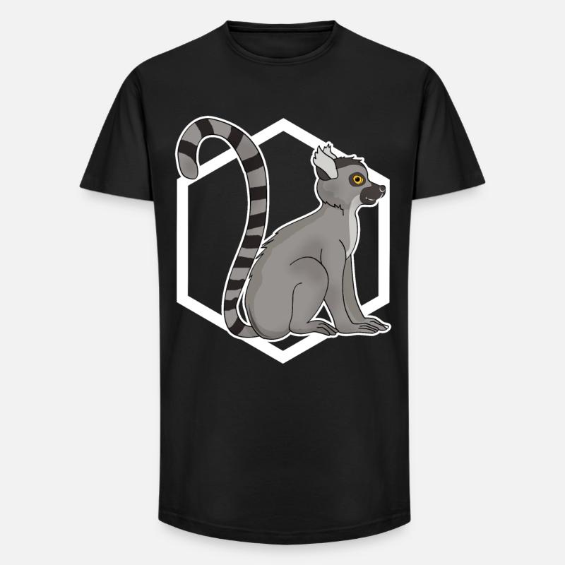 Lemur Äffchen - Long Fit Männer T-Shirt - Schwarz