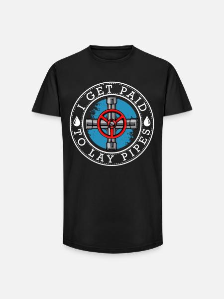 Tubular Statement with Valve Wheel - Long Fit Men's T-Shirt - black