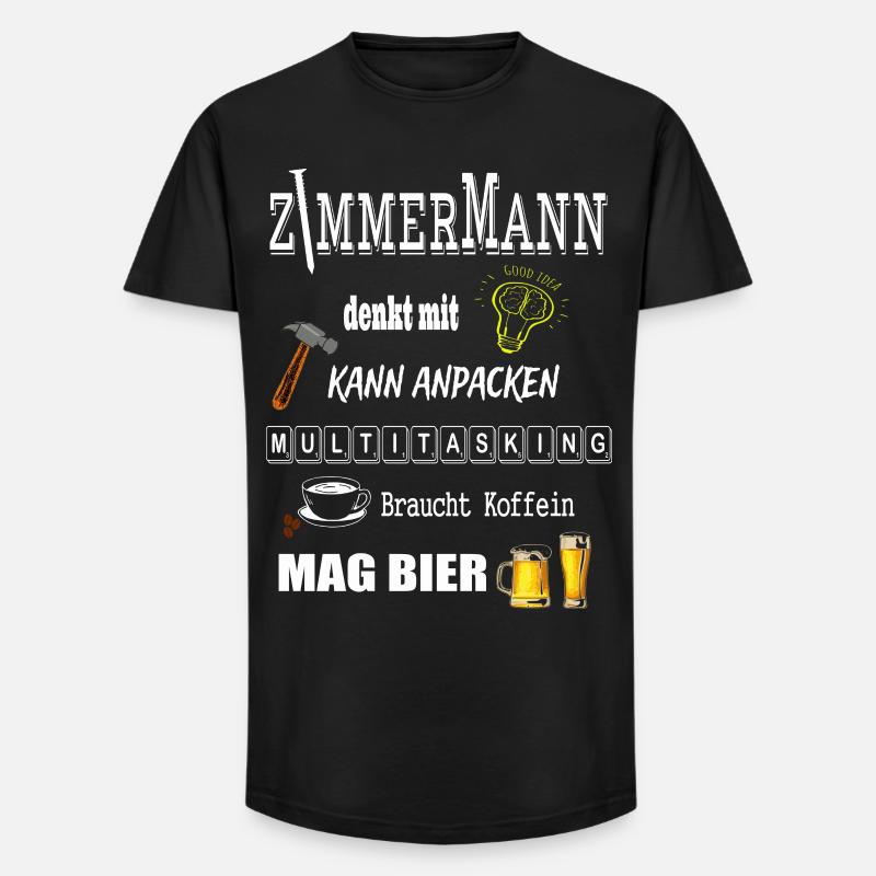 Zimmermann - Long Fit Männer T-Shirt - Schwarz