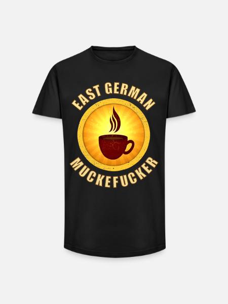 DDR coffee muckefuck with cup in retro style - Long Fit Men's T-Shirt - black