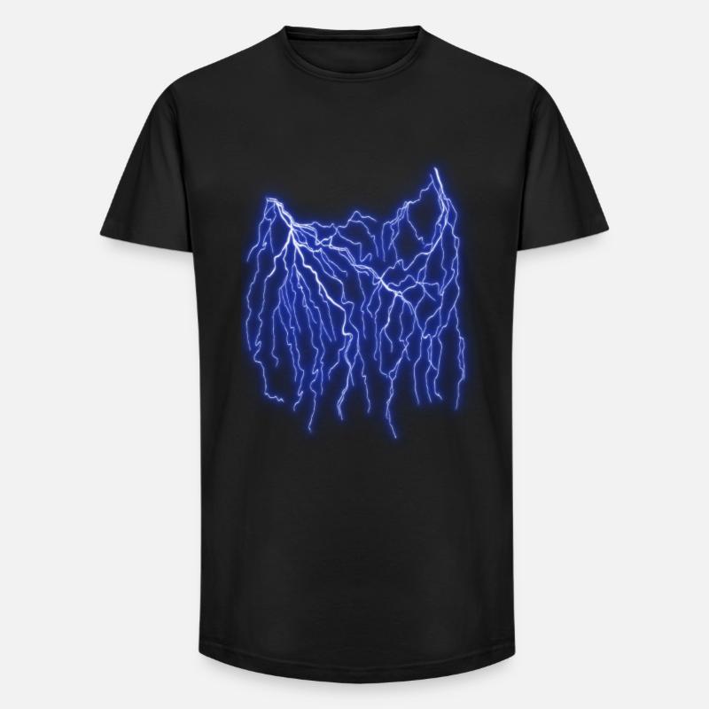 Blitze - Long Fit Männer T-Shirt - Schwarz