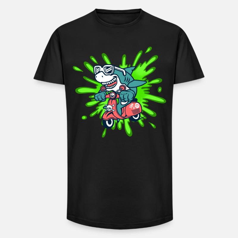 Hai lustig Mofa Moped Roller Comic - Long Fit Männer T-Shirt - Schwarz
