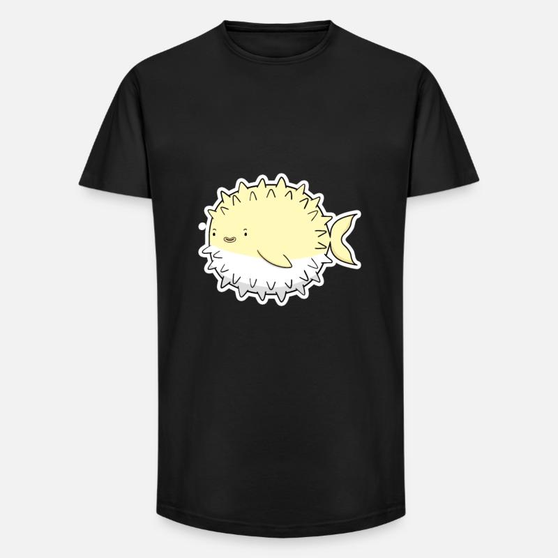 Pufferfisch - Long Fit Männer T-Shirt - Schwarz