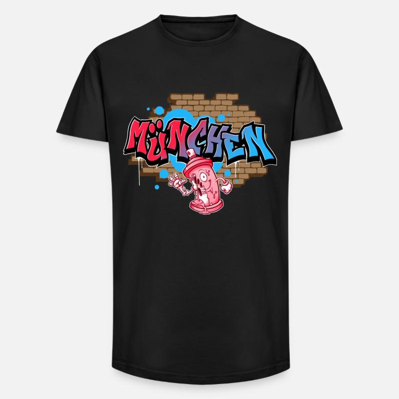 München Graffiti - Long Fit Männer T-Shirt - Schwarz