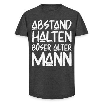 Abstand Halten Böser Alter Mann Lustige Sprüche - Long Fit Männer T-Shirt - Anthrazit - Vorne - AI Model Male 185 light (185cm)