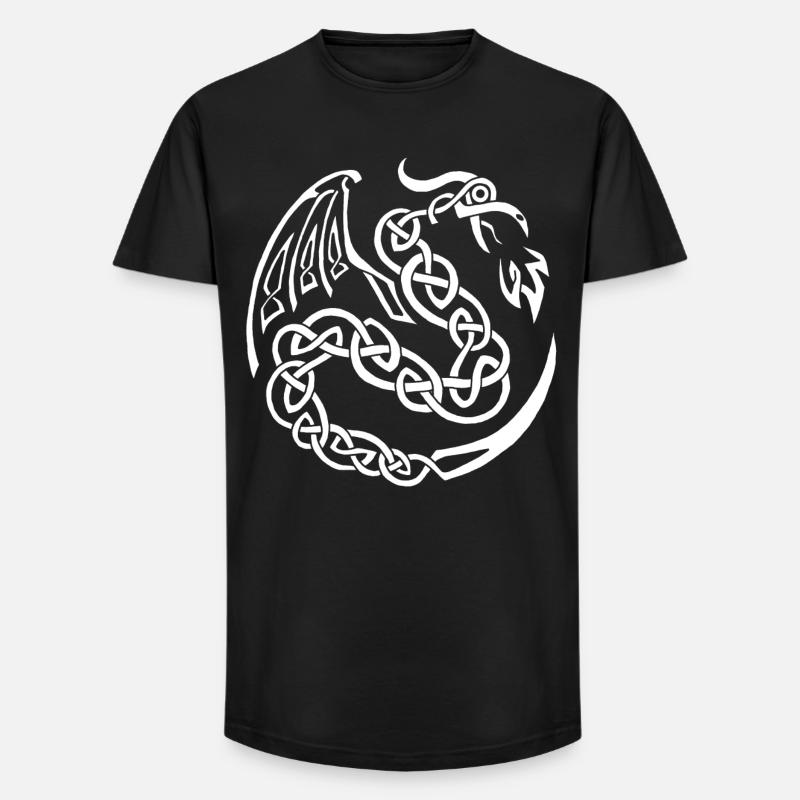 Weißer keltischer Drache - Long Fit Männer T-Shirt - Schwarz