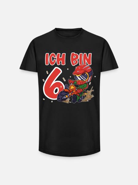 Ich Bin 6 Motocross - Long Fit Männer T-Shirt - Schwarz
