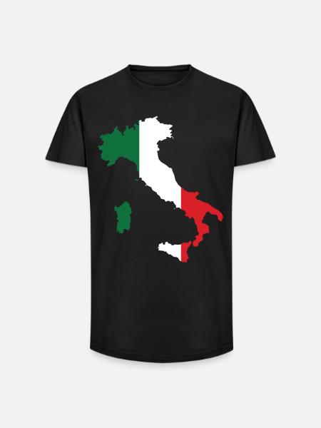 Italy Flag Map - Long Fit Men's T-Shirt - black