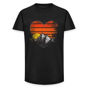 Berge Herz - Long Fit Männer T-Shirt - Schwarz - Vorne - AI Model Male 185 light (185cm)