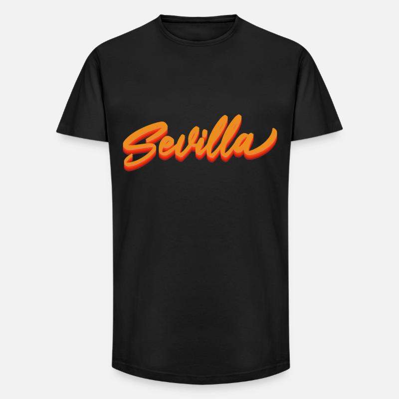 Sevilla Gradient Script Logo - Long Fit Männer T-Shirt - Schwarz