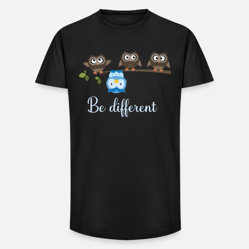 Be Different Eule - Long Fit Männer T-Shirt - Schwarz