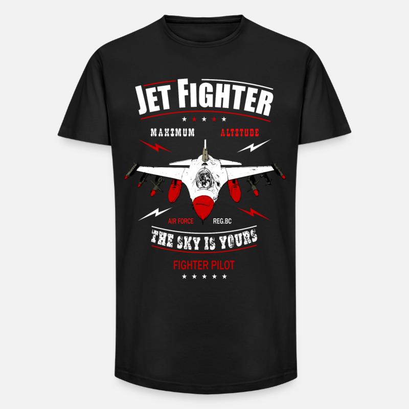 Jet Pilot - Long Fit Männer T-Shirt - Schwarz