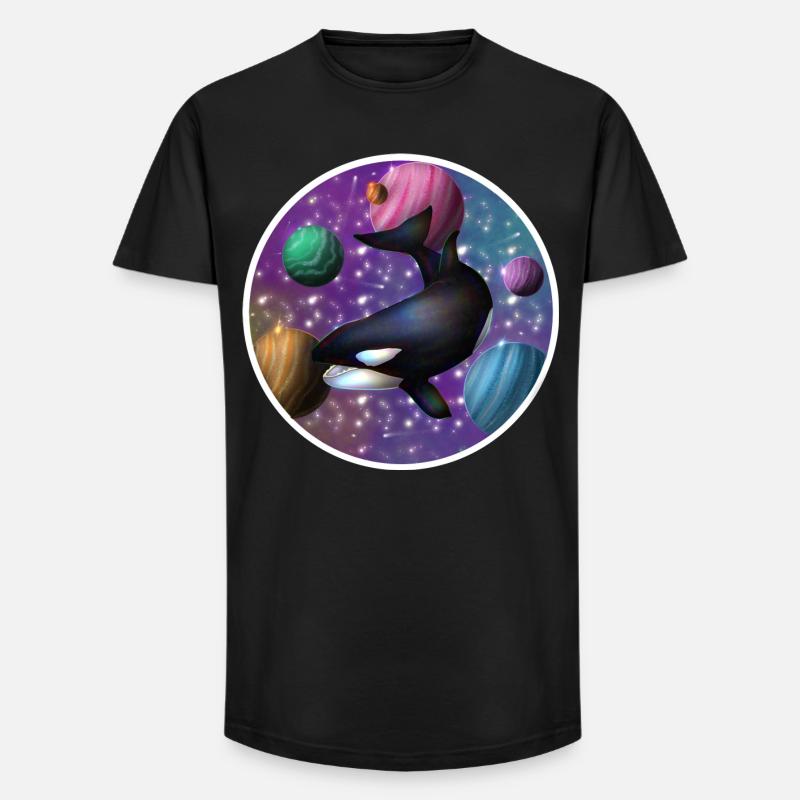 Orca im Raum - Long Fit Männer T-Shirt - Schwarz