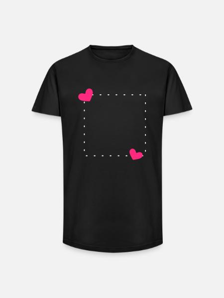 Heart Frame Ornament Line - Long Fit Men's T-Shirt - black