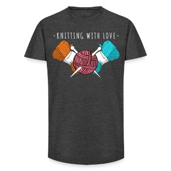 Knitting With Love – Garn- und Nadelkunst - Long Fit Männer T-Shirt - Anthrazit - Vorne - AI Model Male 185 light (185cm)