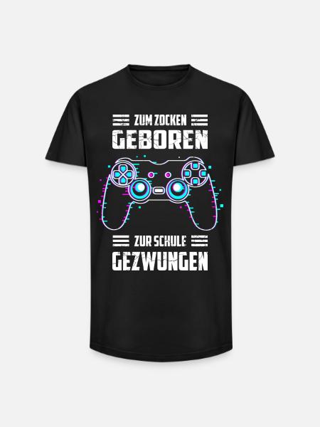 Zum Zocken Geboren, zur Schule Gezwungen - Long Fit Männer T-Shirt - Schwarz