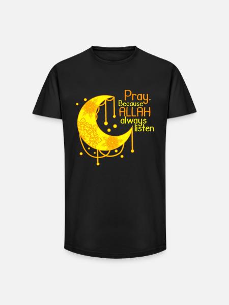 Islam shirt halvmåne siger Allah - Long fit herre T-shirt - sort