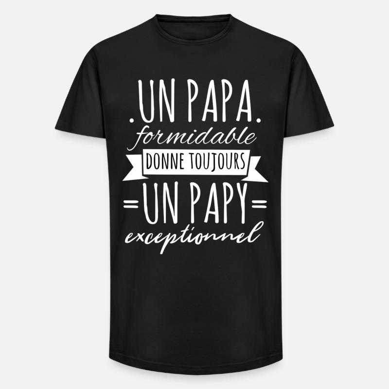 Papi Un Papa Formidable Donne Un Papy Exceptionnel - T-shirt coupe longue homme - noir
