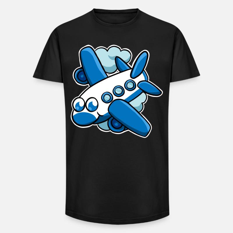 Flugzeug - Long Fit Männer T-Shirt - Schwarz
