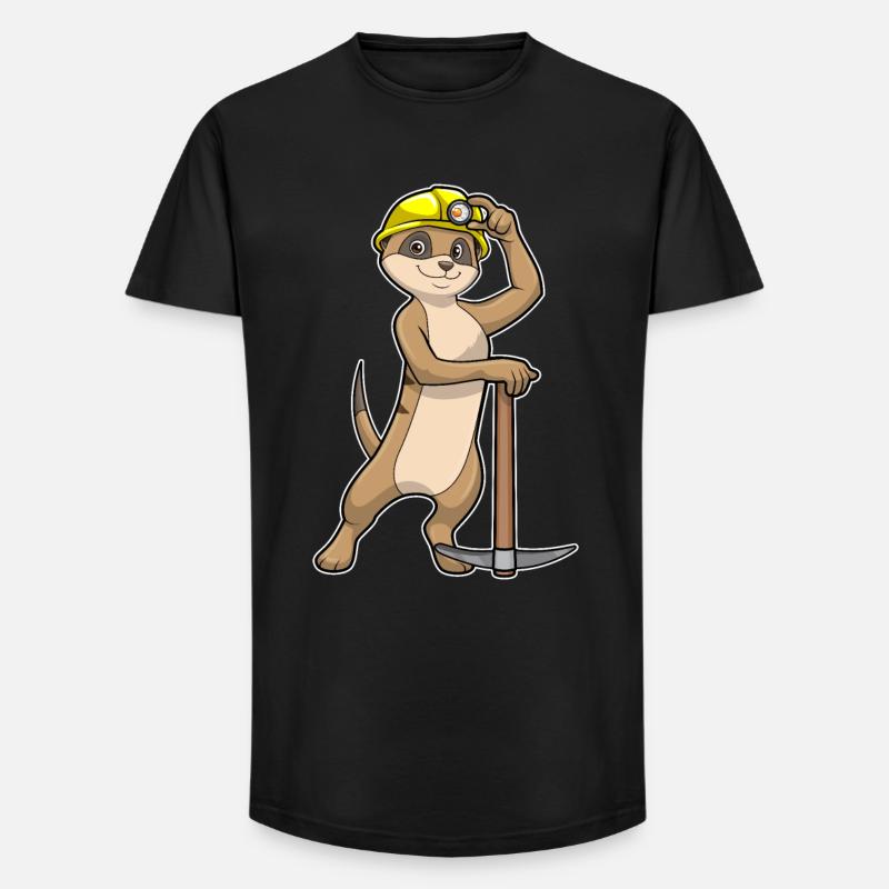 Erdmännchen als Bergarbeiter mit Spitzhacke - Long Fit Männer T-Shirt - Schwarz