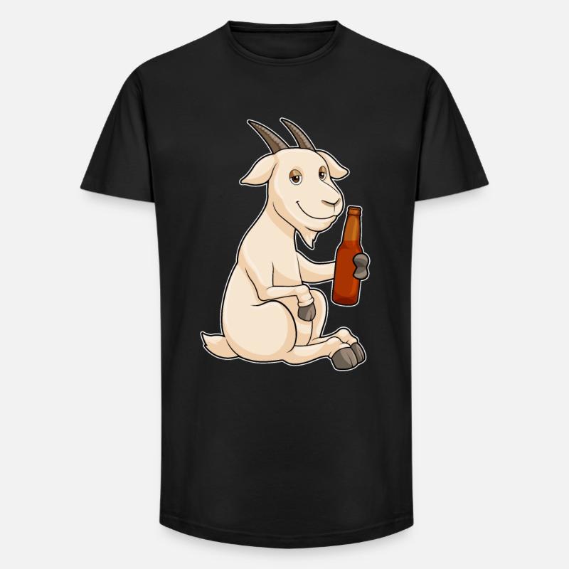 Ziege Flasche Bier - Long Fit Männer T-Shirt - Schwarz